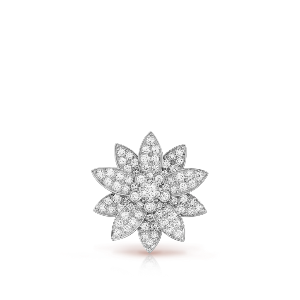 Van Cleef & Arpels Lotus collection pavé-diamond pendant necklace