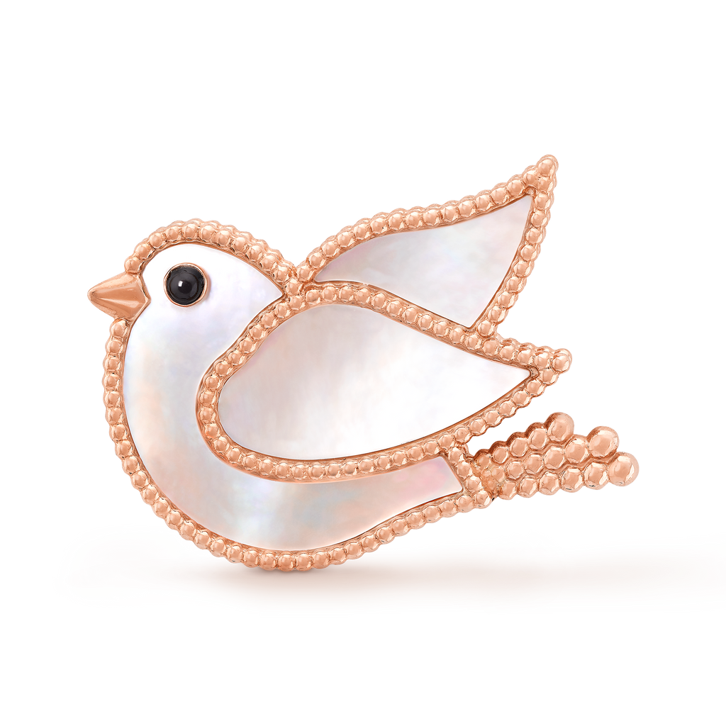 This is a Van Cleef & Arpels Perlée collection bird brooch.