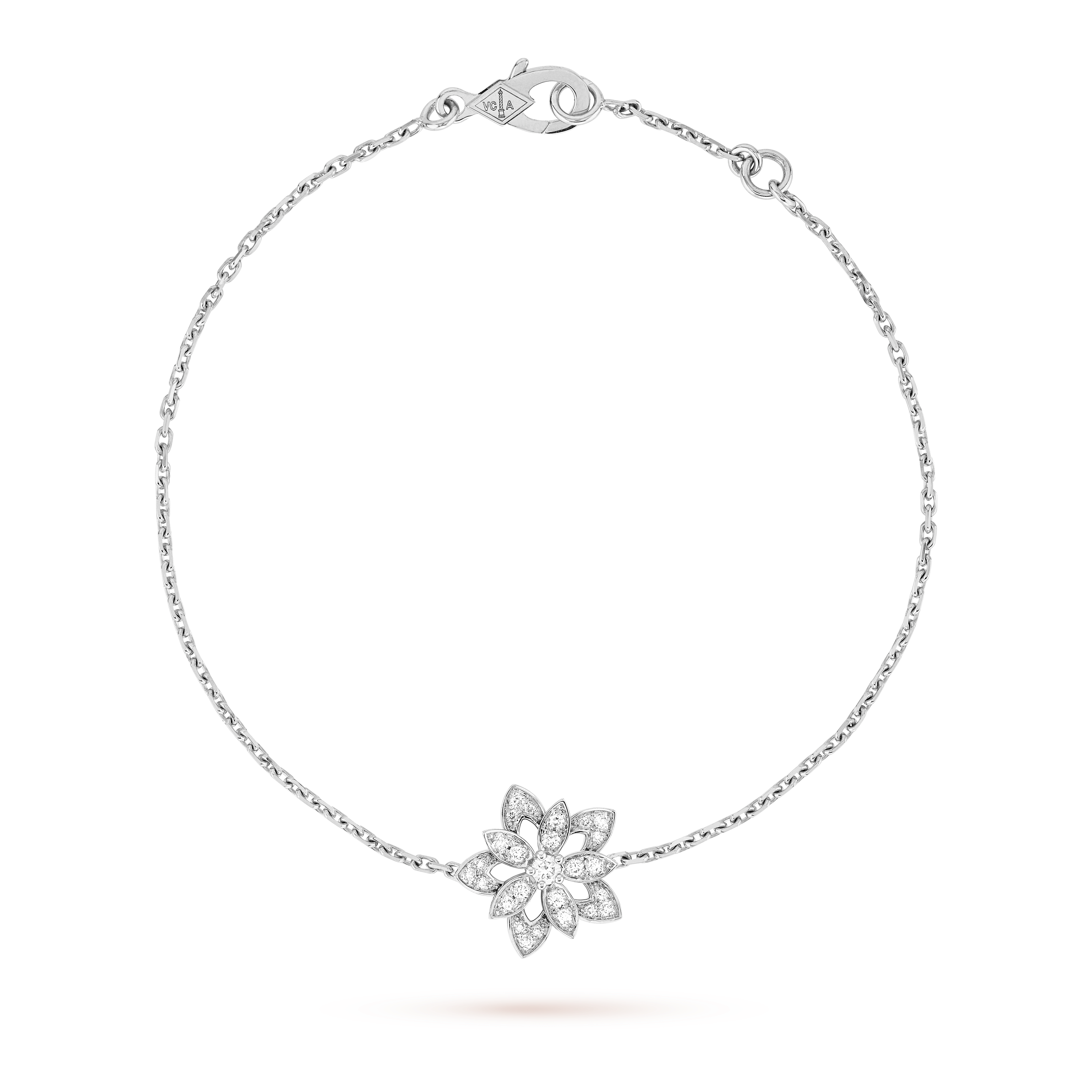 Van Cleef & Arpels Lotus Collection White Gold and Diamond Pavé Bracelet