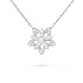 Van Cleef & Arpels Lotus Collection White Gold and Full-Diamond Pendant Necklace
