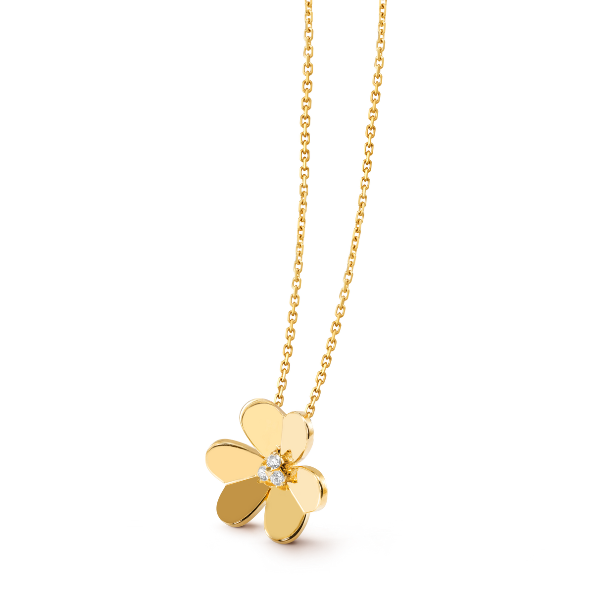 Van Cleef & Arpels Frivole mini clover single-diamond necklace