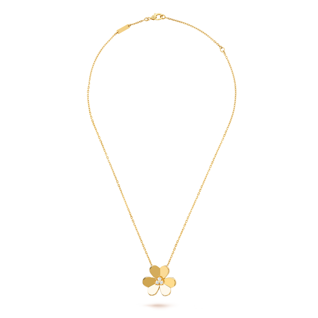 Van Cleef & Arpels Frivole mini clover single-diamond necklace