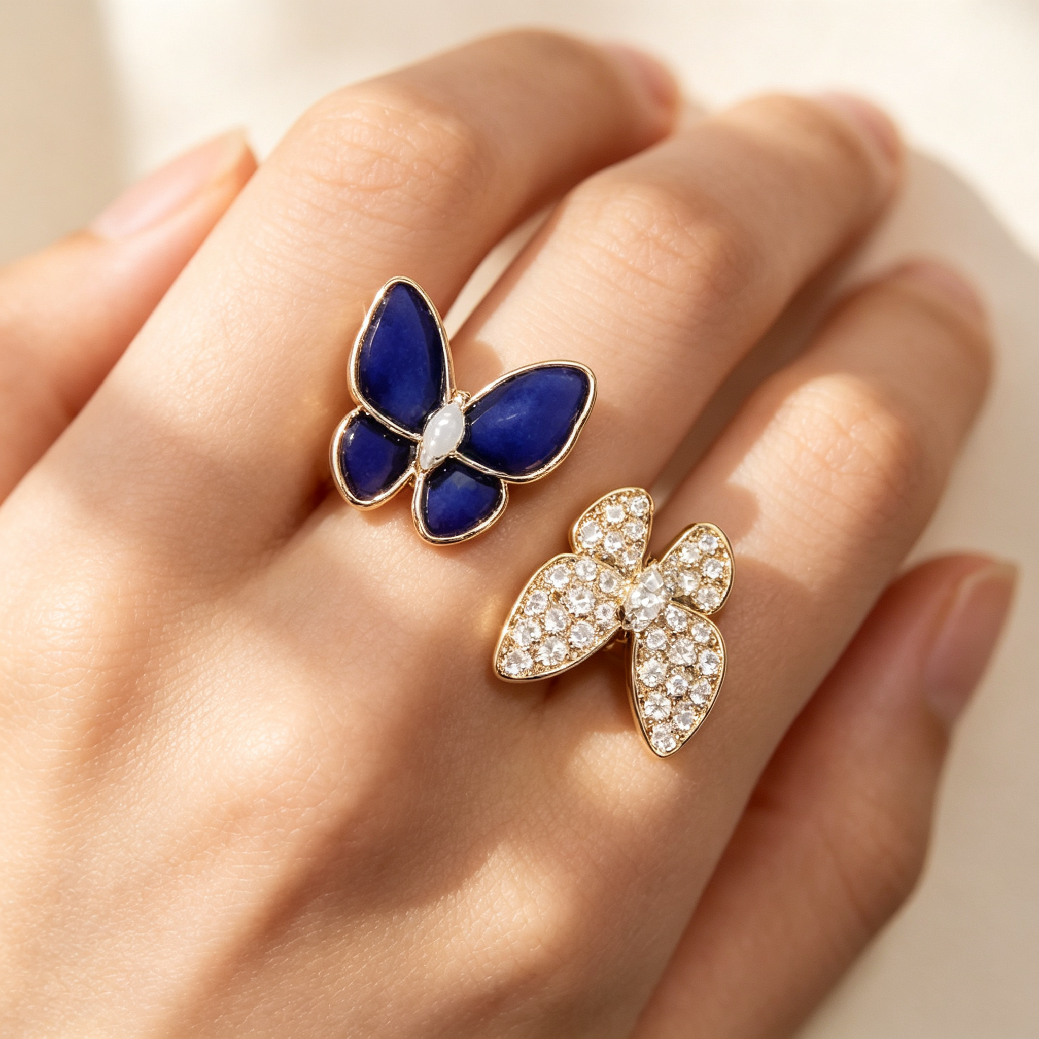 Van Cleef & Arpels Two Butterfly Between-the-Finger Ring – Lapis Lazuli Version