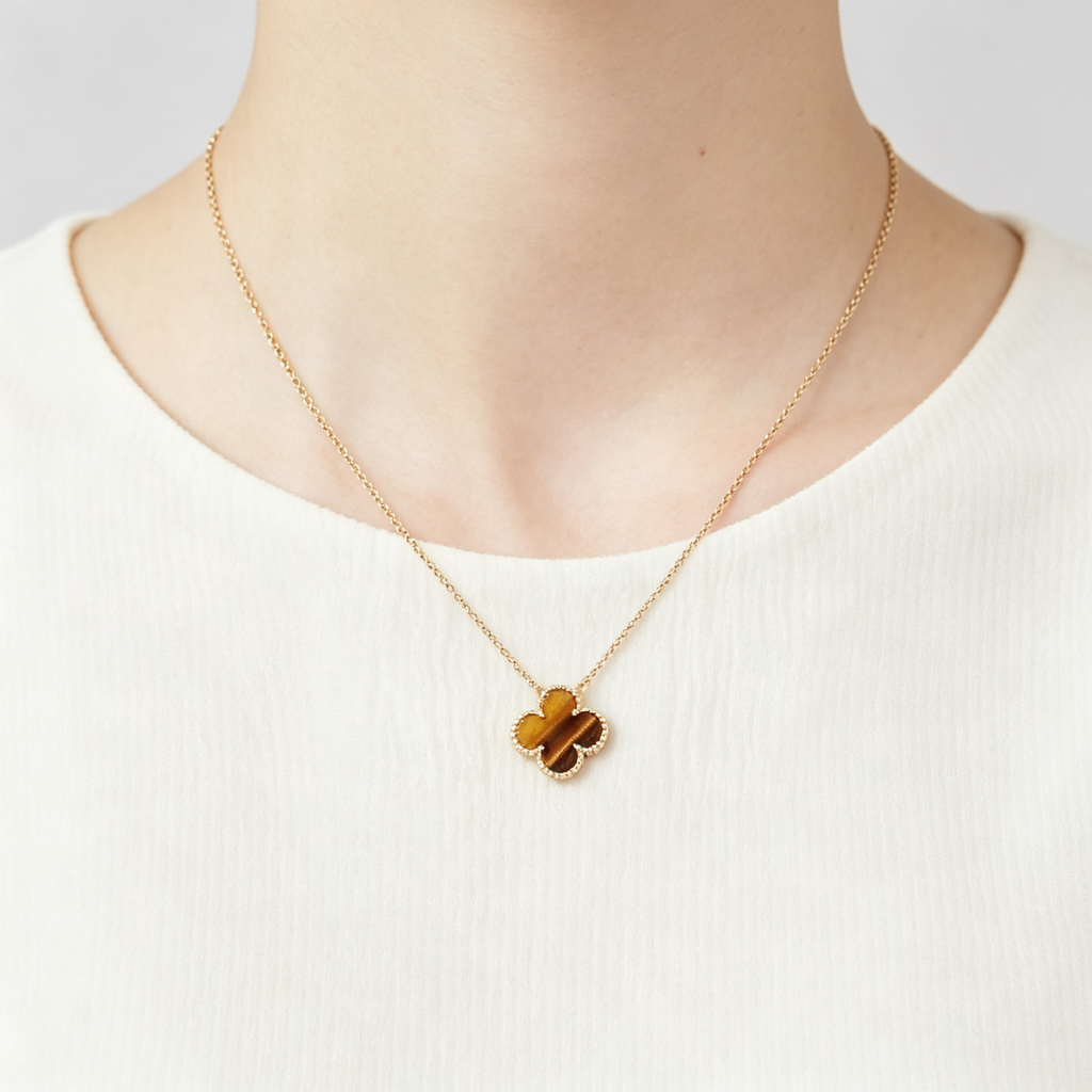 Van Cleef & Arpels Vintage Alhambra medium-sized tiger's eye clover necklace