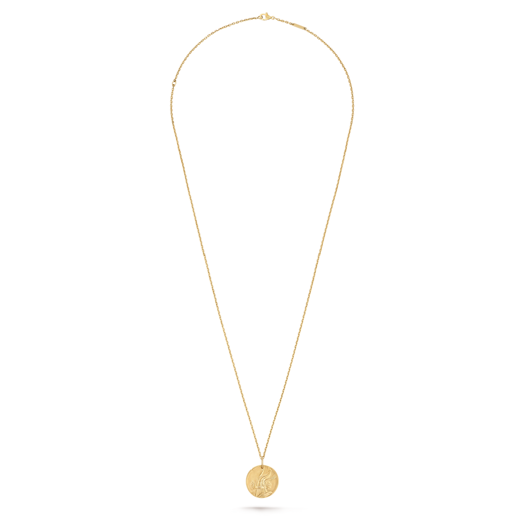 Van Cleef & Arpels Zodiaque (Poetic Astronomy) collection Aquarius gold medallion pendant necklace