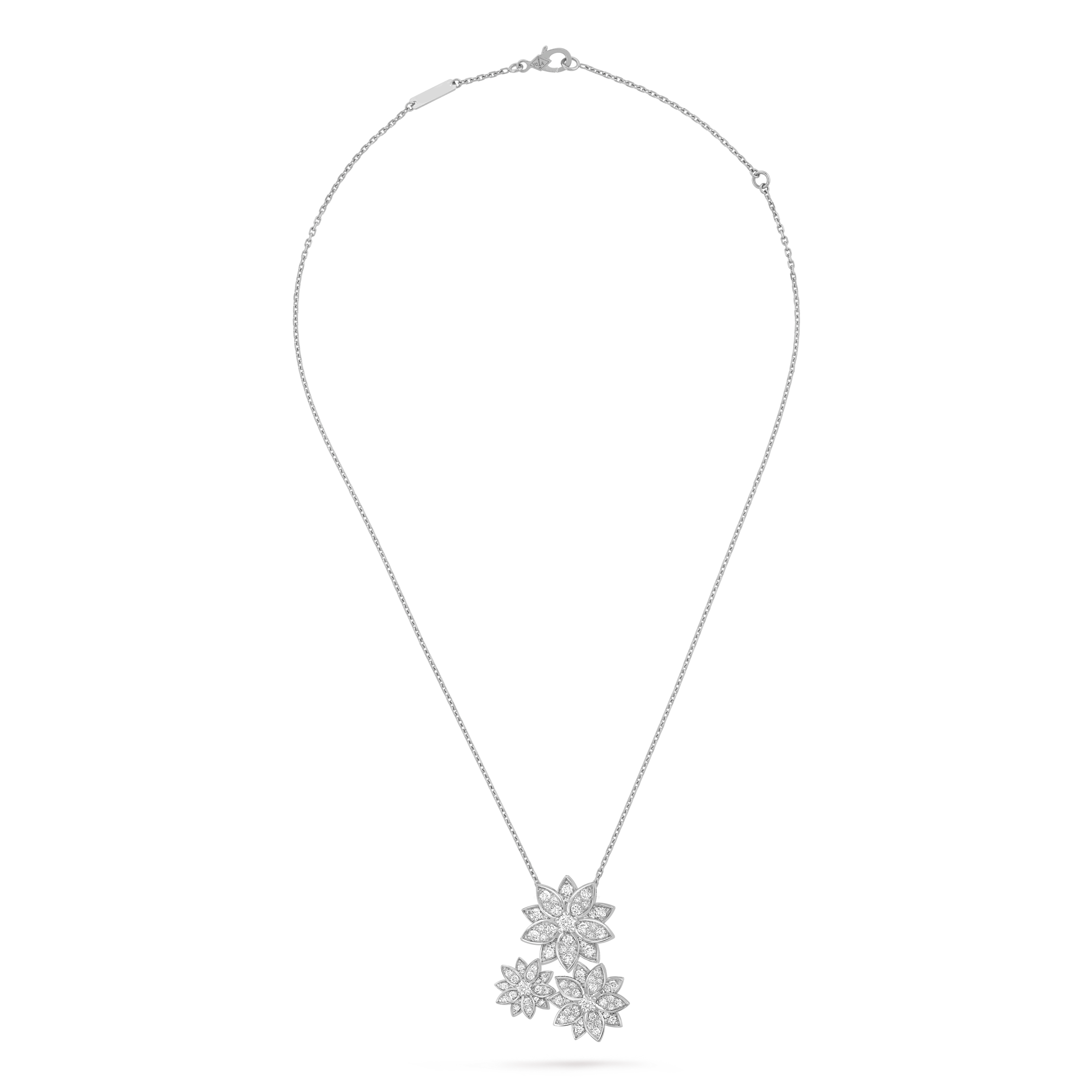 Van Cleef & Arpels Cosmos collection (floral theme) three-flower diamond necklace/pendant
