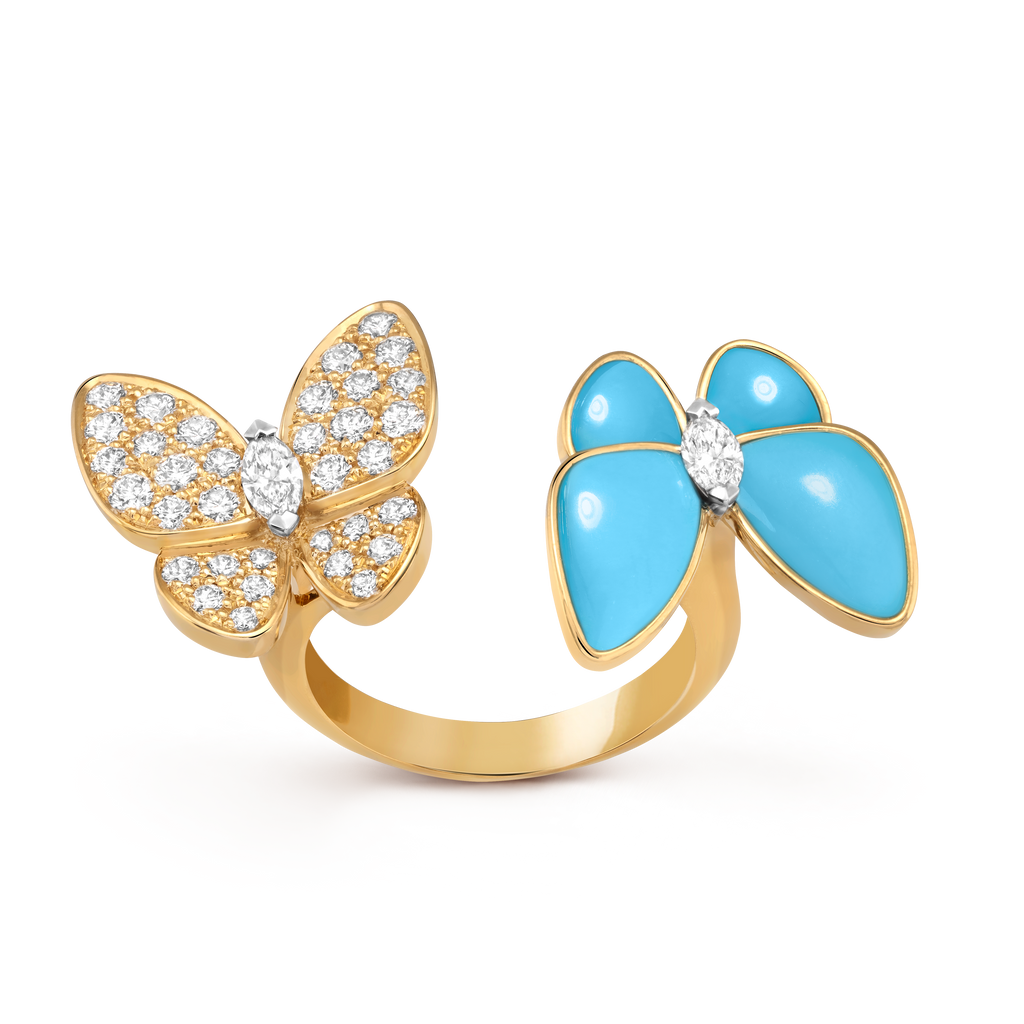 Van Cleef & Arpels Two Butterfly Between-the-Finger Ring – Turquoise Model