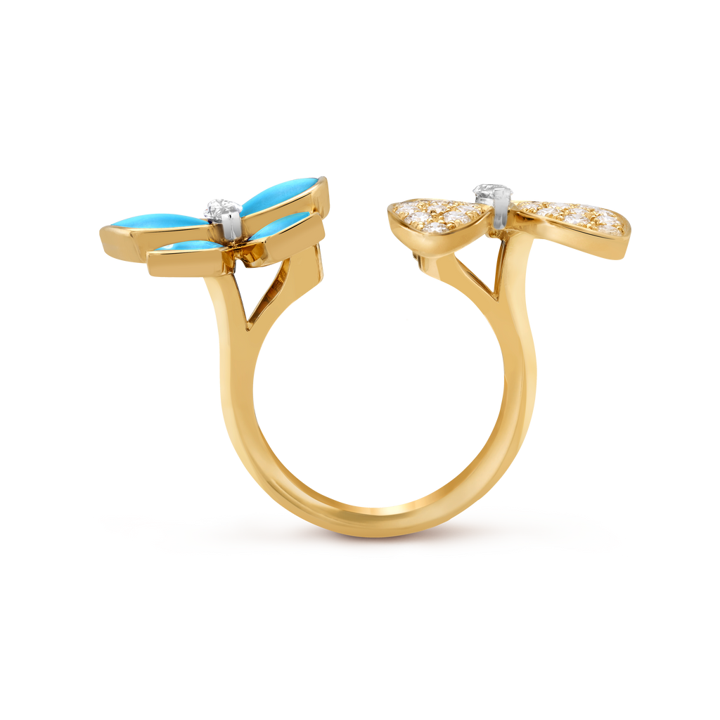 Van Cleef & Arpels Two Butterfly Between-the-Finger Ring – Turquoise Model