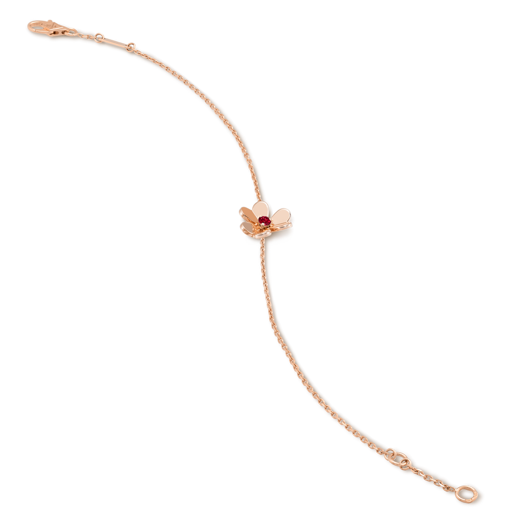 Van Cleef & Arpels Frivole mini bracelet, rose gold set with a ruby.