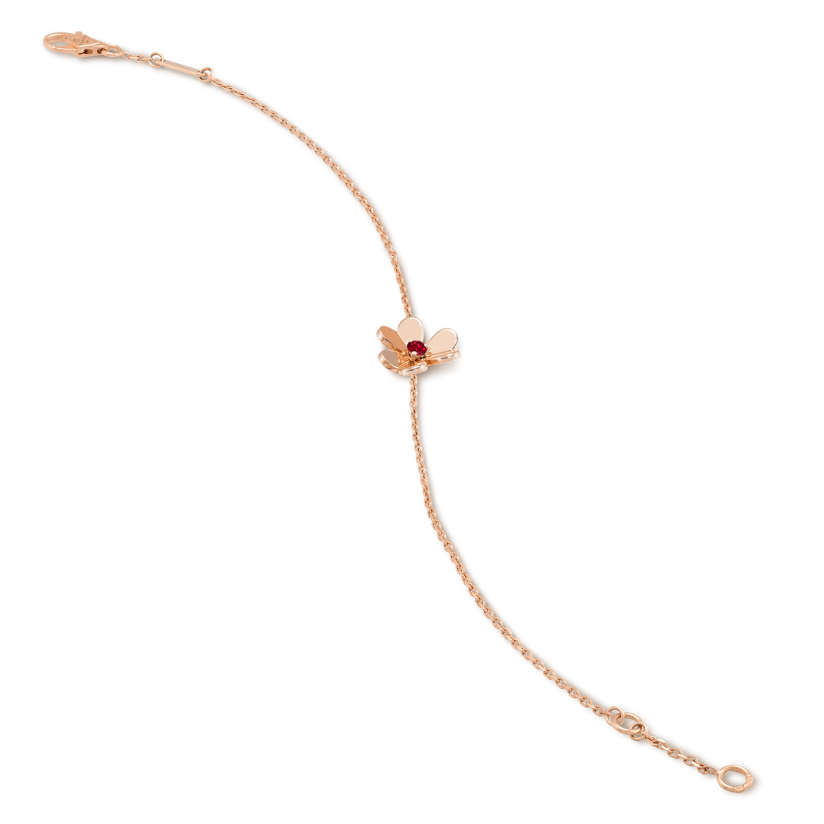 Van Cleef & Arpels Frivole mini bracelet, rose gold set with a ruby.
