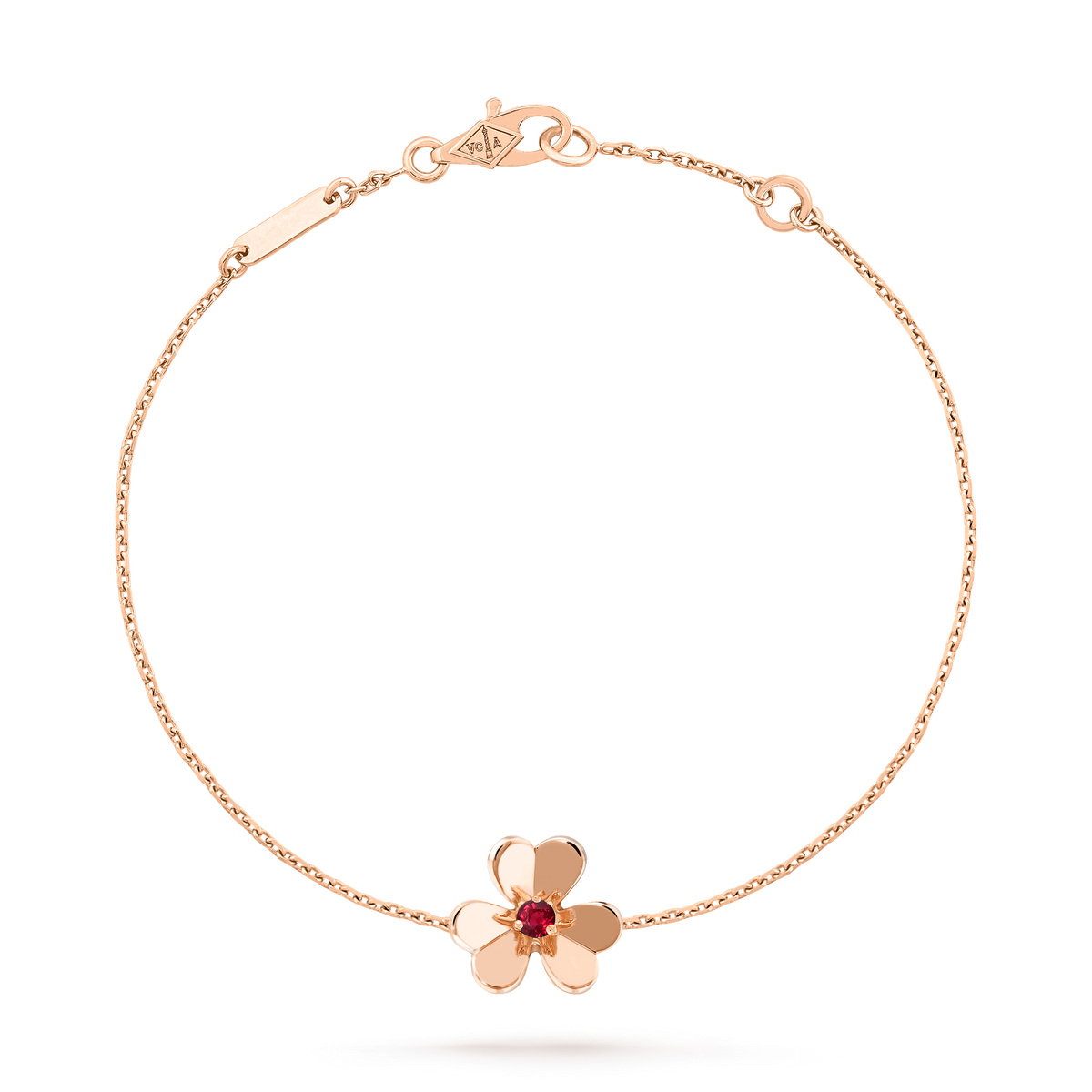 Van Cleef & Arpels Frivole mini bracelet, rose gold set with a ruby.