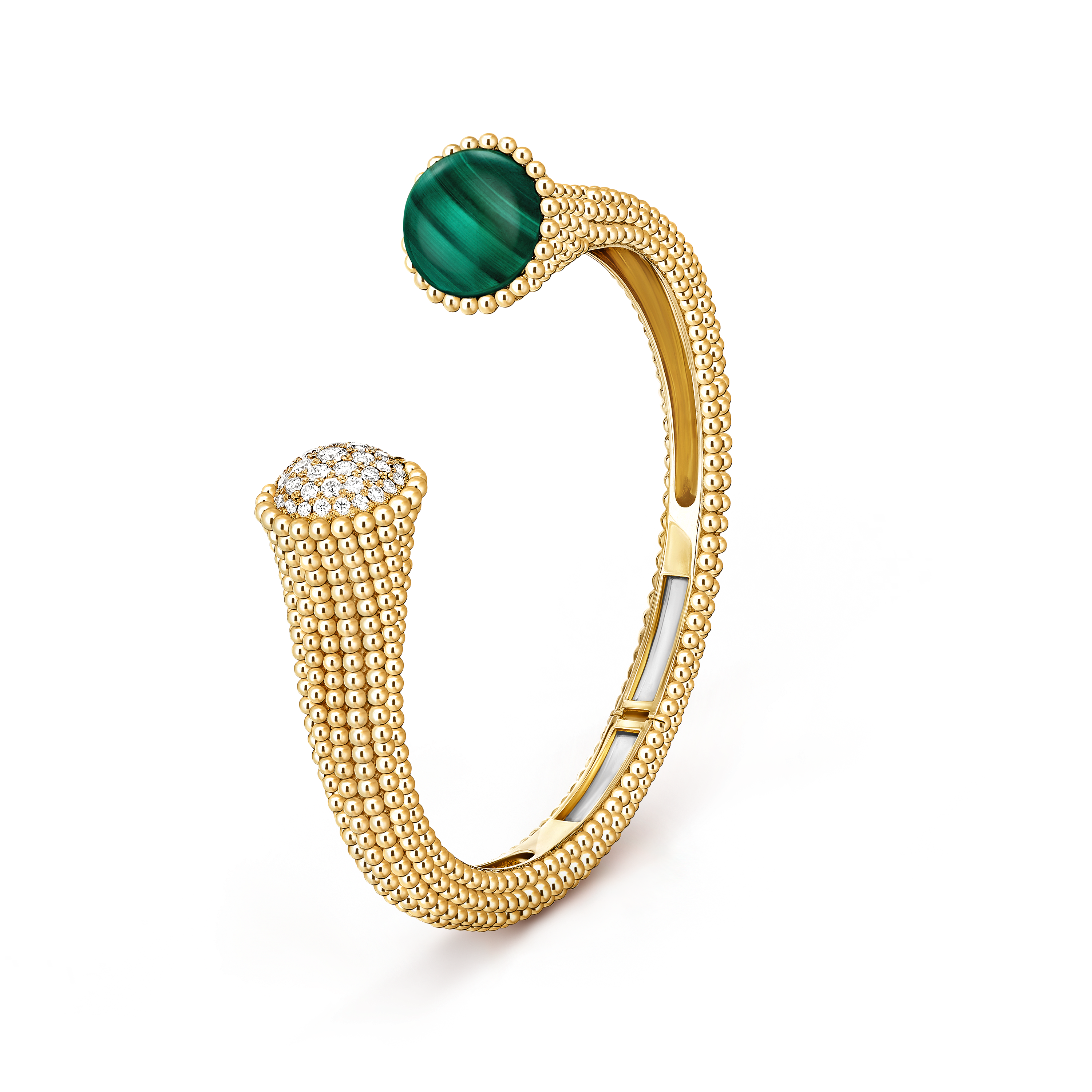 Van Cleef & Arpels Perlée Couleurs yellow gold, malachite, and diamond bracelet