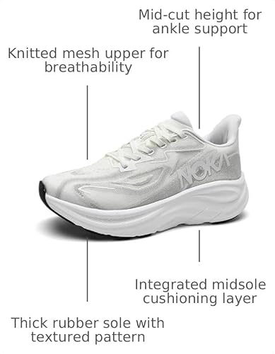 Men's Knitted Mesh Round Toe Thick Sole Non-Slip Fashionable Sports Shoes Mid-Cut Lace-Up Cushioning Comfortable Casual Running Shoes Suitable for Exercise, Gym, Walking