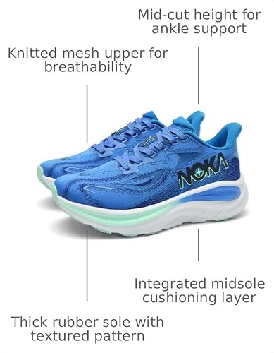 Men's Knitted Mesh Round Toe Thick Sole Non-Slip Fashionable Sports Shoes Mid-Cut Lace-Up Cushioning Comfortable Casual Running Shoes Suitable for Exercise, Gym, Walking