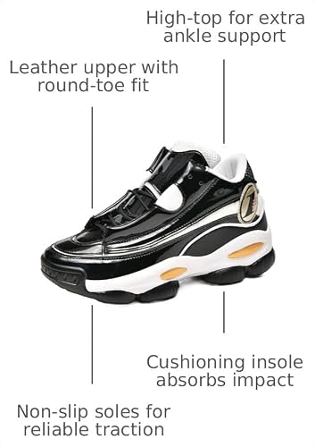 Men's Leather Lace-Up Round-Toe Casual Sports Shoes with Non-Slip Soles and Cushioning, Lightweight High-Top Basketball Shoes Suitable for Basketball Training, Competitions, and Running