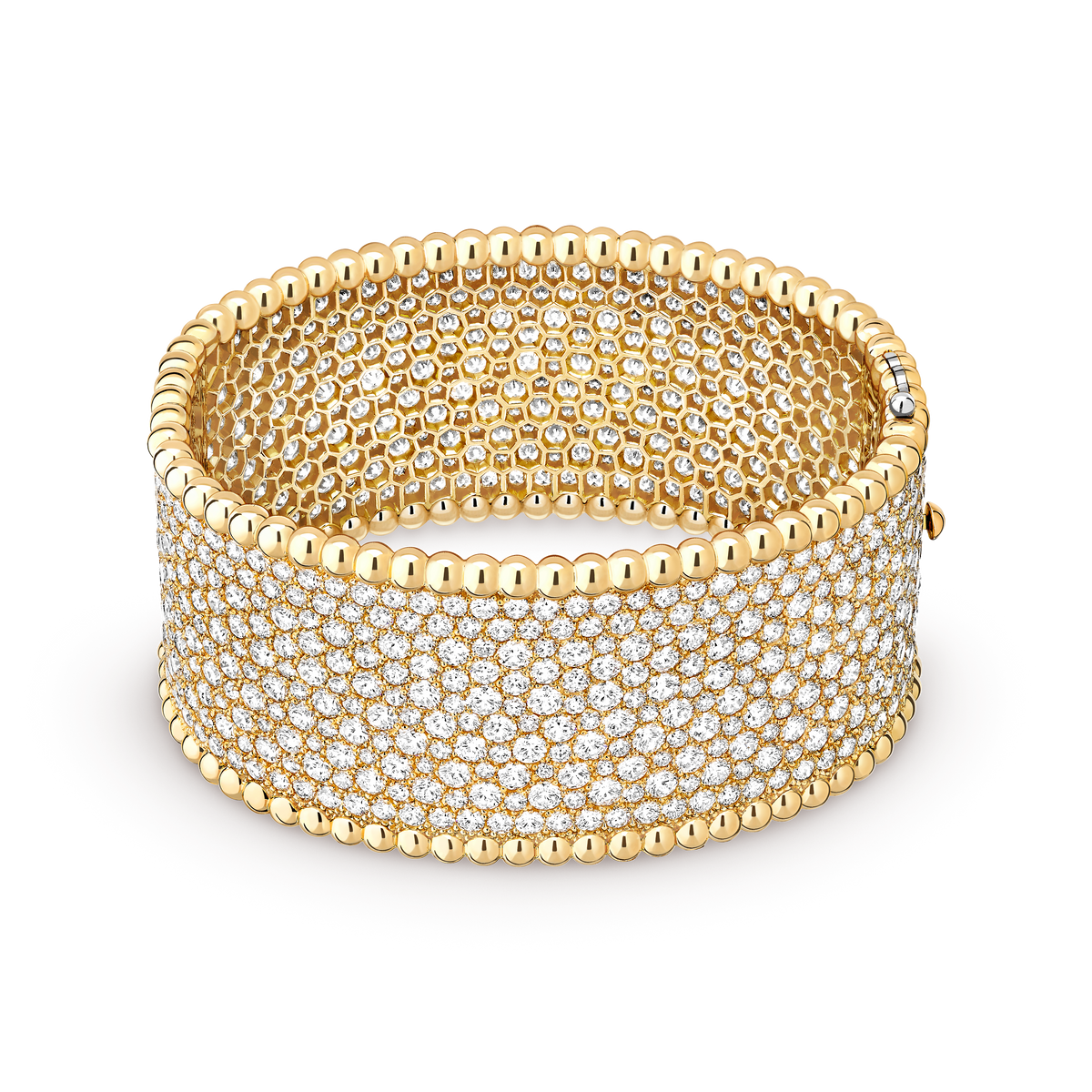 Van Cleef & Arpels Perlée wide bracelet, fully set with diamonds