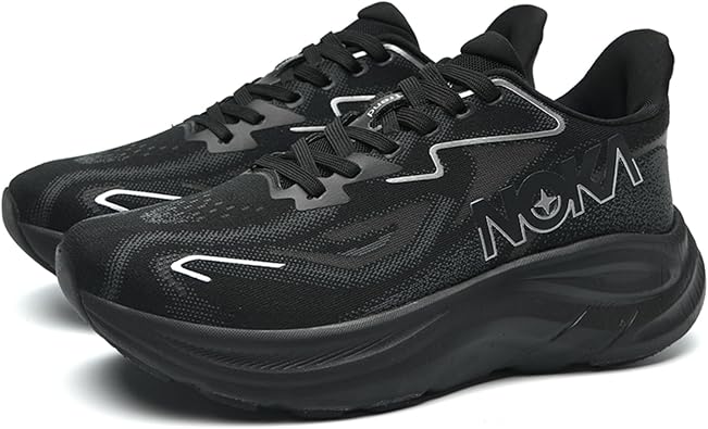 Men's Knitted Mesh Round Toe Thick Sole Non-Slip Fashionable Sports Shoes Mid-Cut Lace-Up Cushioning Comfortable Casual Running Shoes Suitable for Exercise, Gym, Walking