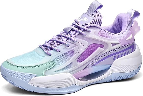 Men's Mesh Breathable Round Toe Lace-Up Fashion Sports Shoes Thick Sole Cushioning Lightweight and Comfortable Basketball Shoes, Suitable for Campus, Running