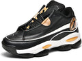 Men's Leather Lace-Up Round-Toe Casual Sports Shoes with Non-Slip Soles and Cushioning, Lightweight High-Top Basketball Shoes Suitable for Basketball Training, Competitions, and Running