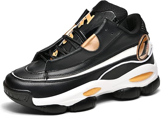 Men's Leather Lace-Up Round-Toe Casual Sports Shoes with Non-Slip Soles and Cushioning, Lightweight High-Top Basketball Shoes Suitable for Basketball Training, Competitions, and Running