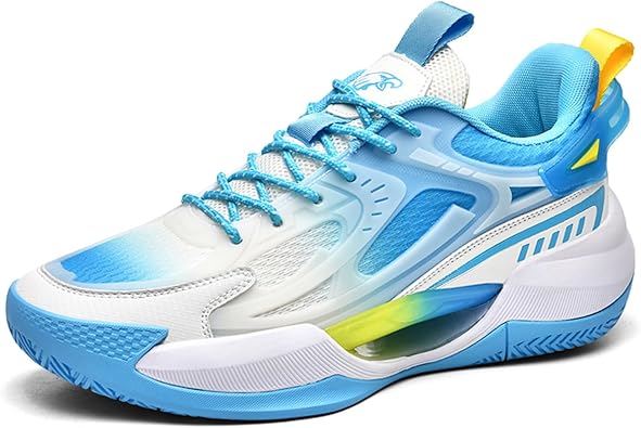 Men's Mesh Breathable Round Toe Lace-Up Fashion Sports Shoes Thick Sole Cushioning Lightweight and Comfortable Basketball Shoes, Suitable for Campus, Running