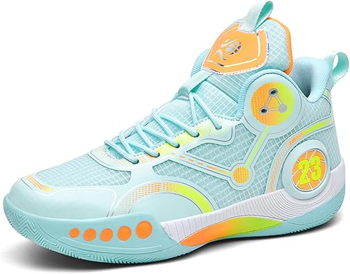 Men's Stylish Mid-Top Basketball Shoes, Non-Slip, Lightweight, Shock-Absorbing, Breathable Lace-Up Casual Sports Shoes Suitable for Running, Walking, and Gym