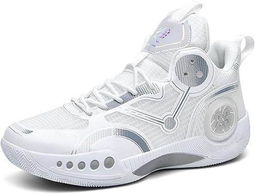 Men's Stylish Mid-Top Basketball Shoes, Non-Slip, Lightweight, Shock-Absorbing, Breathable Lace-Up Casual Sports Shoes Suitable for Running, Walking, and Gym