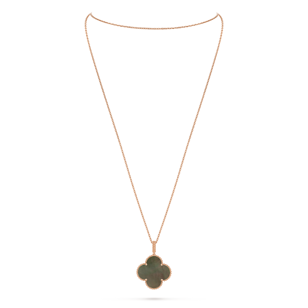Van Cleef & Arpels Vintage Alhambra medium-sized grey mother-of-pearl clover necklace