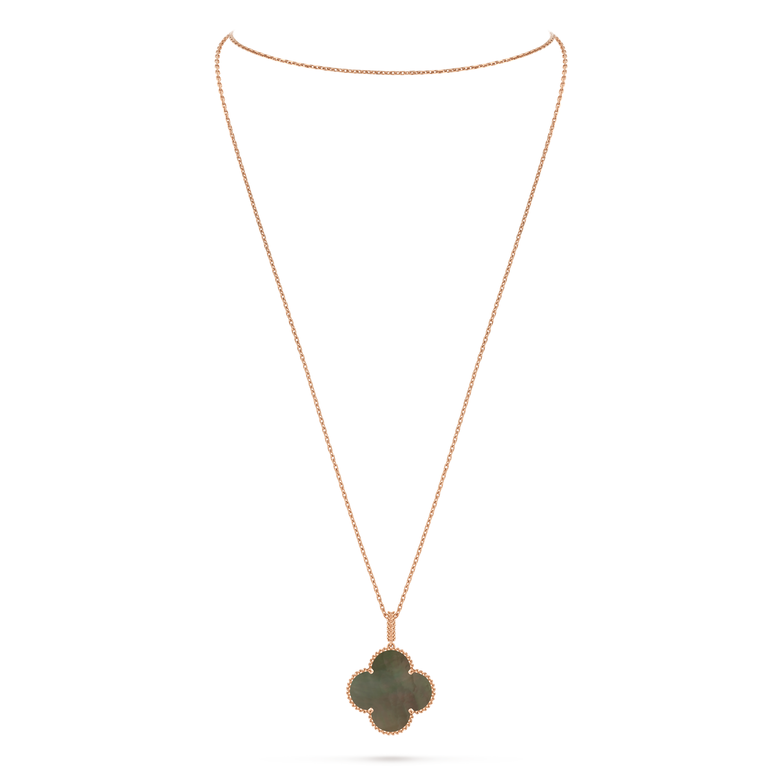 Van Cleef & Arpels Vintage Alhambra medium-sized grey mother-of-pearl clover necklace