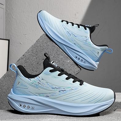 Men's Round Toe Lace-Up Thick-Soled Lightweight and Fashionable Sports Shoes with Mesh Mid-Cut Cushioning Running Shoes Suitable for Daily Travel, Gym, and Stadium