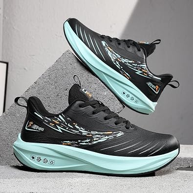 Men's Round Toe Lace-Up Thick-Soled Lightweight and Fashionable Sports Shoes with Mesh Mid-Cut Cushioning Running Shoes Suitable for Daily Travel, Gym, and Stadium