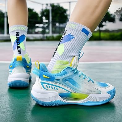 Men's Mesh Breathable Round Toe Lace-Up Fashion Sports Shoes Thick Sole Cushioning Lightweight and Comfortable Basketball Shoes, Suitable for Campus, Running