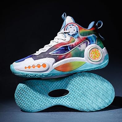 Men's High-Top Non-Slip Shock-Absorbing Comfortable Lace-Up Basketball Shoes Mesh Breathable Lightweight Casual Sports Shoes Suitable for Street Campus Basketball Gym Exercise