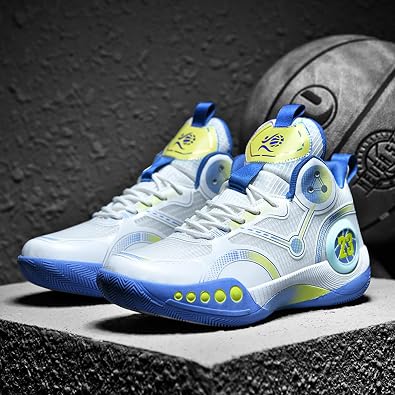 Men's Stylish Mid-Top Basketball Shoes, Non-Slip, Lightweight, Shock-Absorbing, Breathable Lace-Up Casual Sports Shoes Suitable for Running, Walking, and Gym