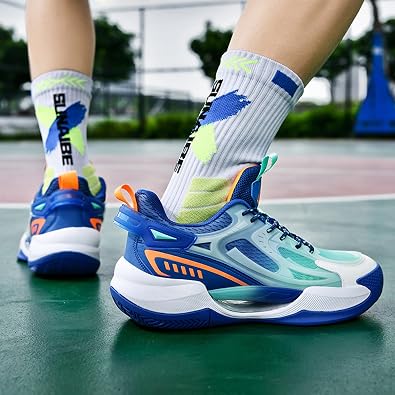 Men's Mesh Breathable Round Toe Lace-Up Fashion Sports Shoes Thick Sole Cushioning Lightweight and Comfortable Basketball Shoes, Suitable for Campus, Running