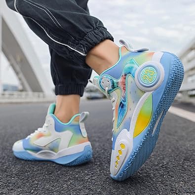 Men's High-Top Non-Slip Shock-Absorbing Comfortable Lace-Up Basketball Shoes Mesh Breathable Lightweight Casual Sports Shoes Suitable for Street Campus Basketball Gym Exercise