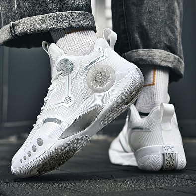 Men's Stylish Mid-Top Basketball Shoes, Non-Slip, Lightweight, Shock-Absorbing, Breathable Lace-Up Casual Sports Shoes Suitable for Running, Walking, and Gym
