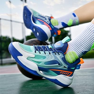 Men's Mesh Breathable Round Toe Lace-Up Fashion Sports Shoes Thick Sole Cushioning Lightweight and Comfortable Basketball Shoes, Suitable for Campus, Running