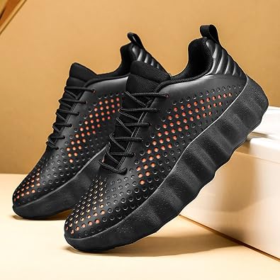 Men's Thick-Soled, Cushioned, and Comfortable Casual Running Shoes—Breathable, Lace-Up, Soft-Soled, and Elastic—Stylish Athletic Sneakers Suitable for Walking, Outings, and The Gym