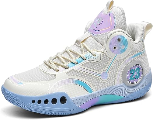 Men's Stylish Mid-Top Basketball Shoes, Non-Slip, Lightweight, Shock-Absorbing, Breathable Lace-Up Casual Sports Shoes Suitable for Running, Walking, and Gym