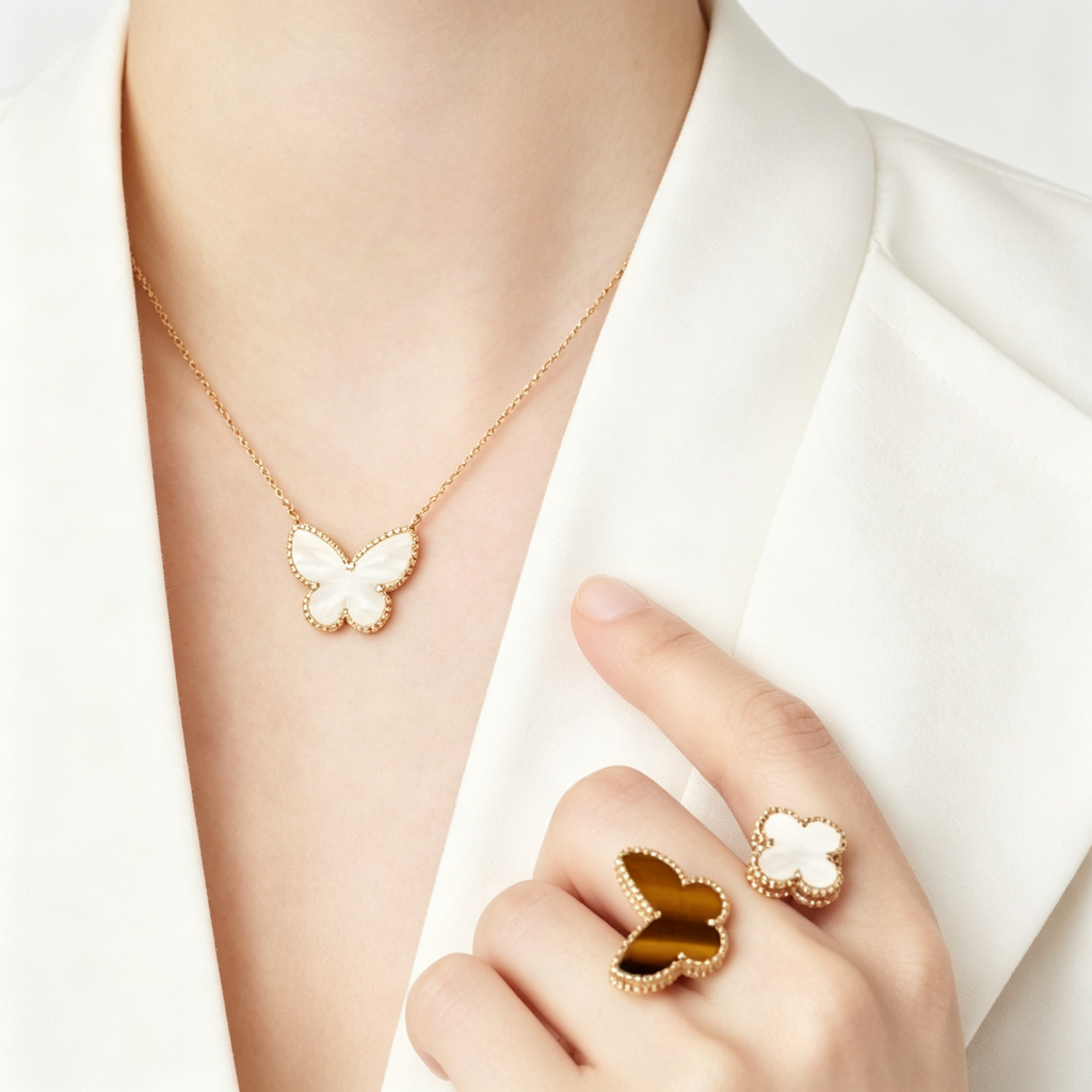 Van Cleef & Arpels Lucky Alhambra butterfly pendant necklace