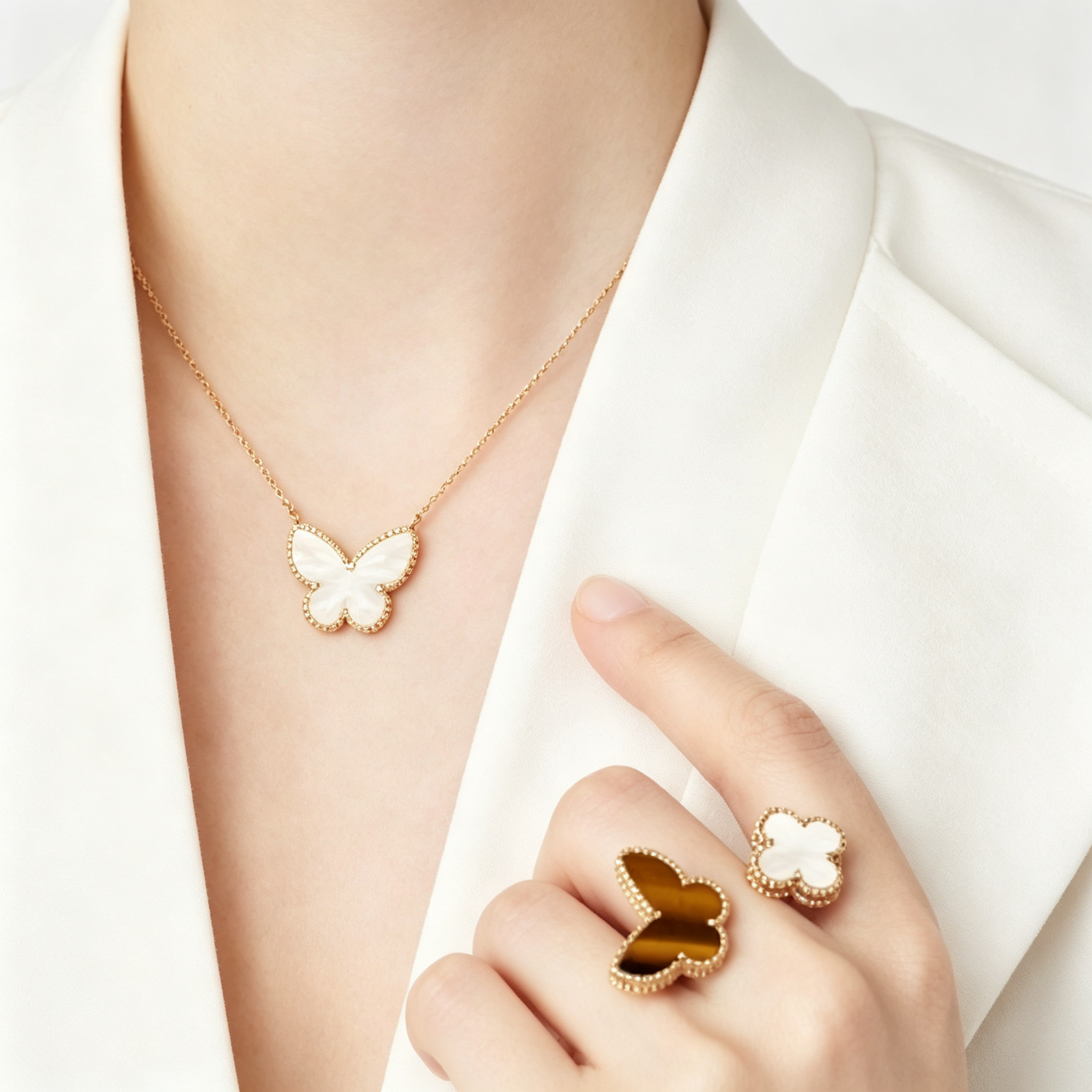 Van Cleef & Arpels Lucky Alhambra butterfly pendant necklace