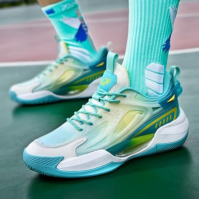 Men's Mesh Breathable Round Toe Lace-Up Fashion Sports Shoes Thick Sole Cushioning Lightweight and Comfortable Basketball Shoes, Suitable for Campus, Running