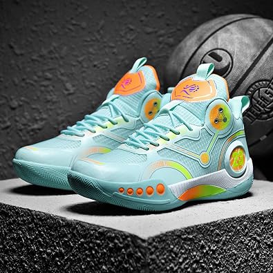 Men's Stylish Mid-Top Basketball Shoes, Non-Slip, Lightweight, Shock-Absorbing, Breathable Lace-Up Casual Sports Shoes Suitable for Running, Walking, and Gym