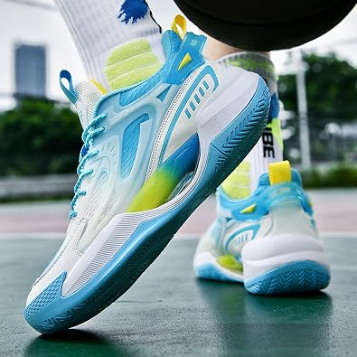 Men's Mesh Breathable Round Toe Lace-Up Fashion Sports Shoes Thick Sole Cushioning Lightweight and Comfortable Basketball Shoes, Suitable for Campus, Running