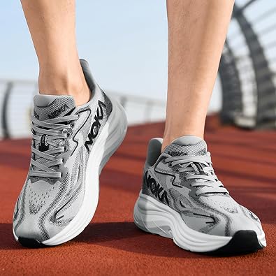 Men's Knitted Mesh Round Toe Thick Sole Non-Slip Fashionable Sports Shoes Mid-Cut Lace-Up Cushioning Comfortable Casual Running Shoes Suitable for Exercise, Gym, Walking