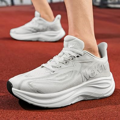 Men's Knitted Mesh Round Toe Thick Sole Non-Slip Fashionable Sports Shoes Mid-Cut Lace-Up Cushioning Comfortable Casual Running Shoes Suitable for Exercise, Gym, Walking
