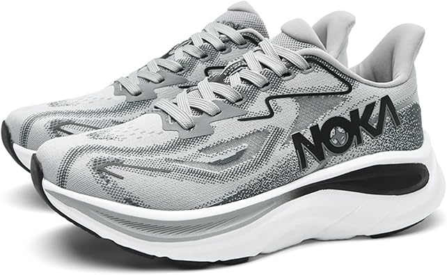 Men's Knitted Mesh Round Toe Thick Sole Non-Slip Fashionable Sports Shoes Mid-Cut Lace-Up Cushioning Comfortable Casual Running Shoes Suitable for Exercise, Gym, Walking