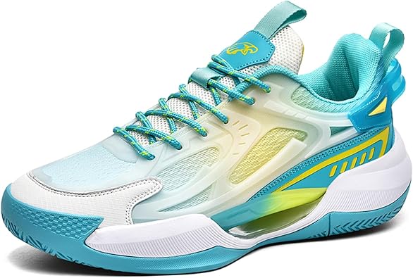 Men's Mesh Breathable Round Toe Lace-Up Fashion Sports Shoes Thick Sole Cushioning Lightweight and Comfortable Basketball Shoes, Suitable for Campus, Running