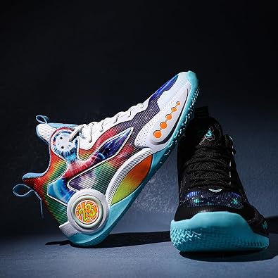 Men's High-Top Non-Slip Shock-Absorbing Comfortable Lace-Up Basketball Shoes Mesh Breathable Lightweight Casual Sports Shoes Suitable for Street Campus Basketball Gym Exercise